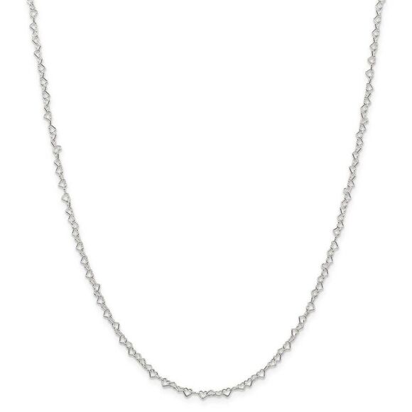 3.5mm, Sterling Silver Heart Link Chain Necklace, 24 Inch - Picture 3 of 8